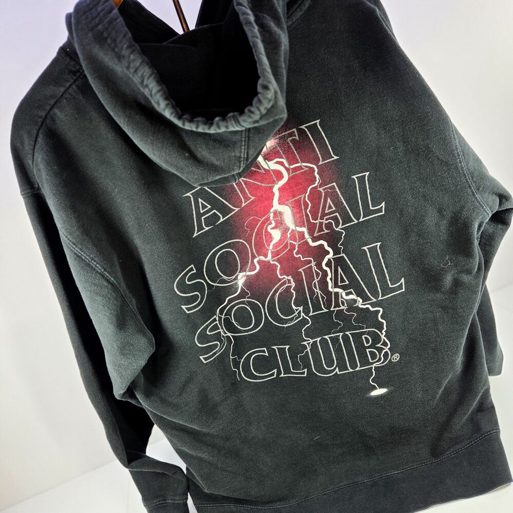 Anti Social Social Club Lightning Logo Hoodie Black Size L ASSC
